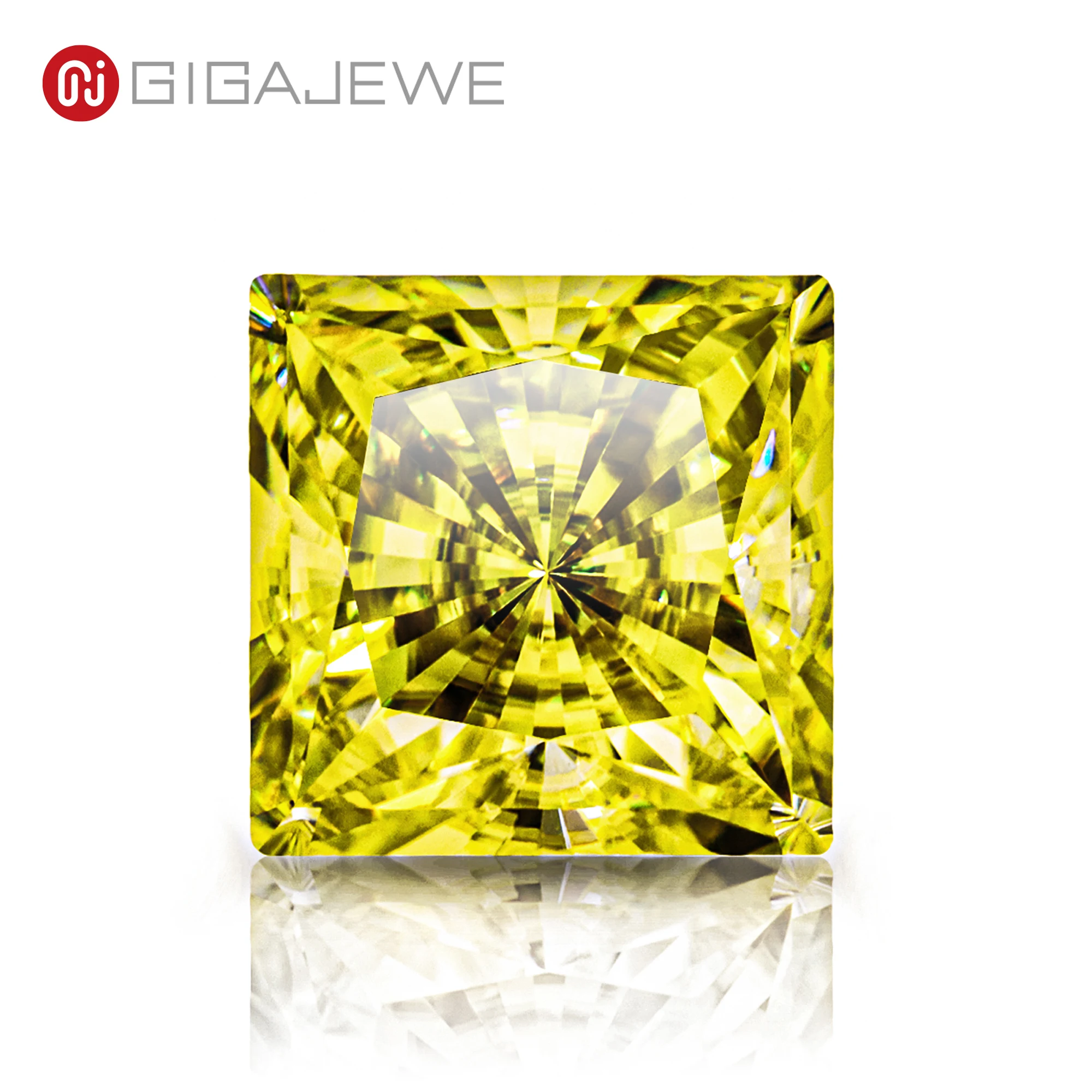 

Муассанит GIGAJEWE VVS1 для изготовления ювелирных украшений на заказ, огранка принцессы из колотого льда, насыщенный желтый цвет