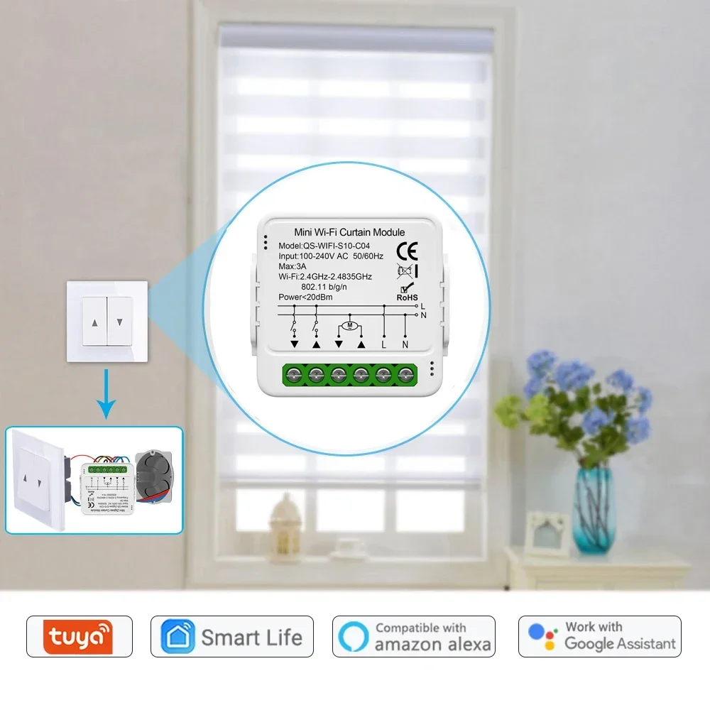 Tuya WiFi Smart Curtain Switch Module For Blinds Roller Shutter Electric Motor Smart Life Control Works With Alexa Google Home - Image 2