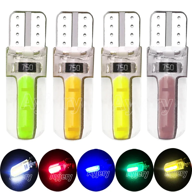 

AYJERY 10pcs T10 W5W COB 6 SMD LED Car Interior Light Cob Marker Lamp 12V 194 501 Bulb Side Wedge Dome Light White Blue Red