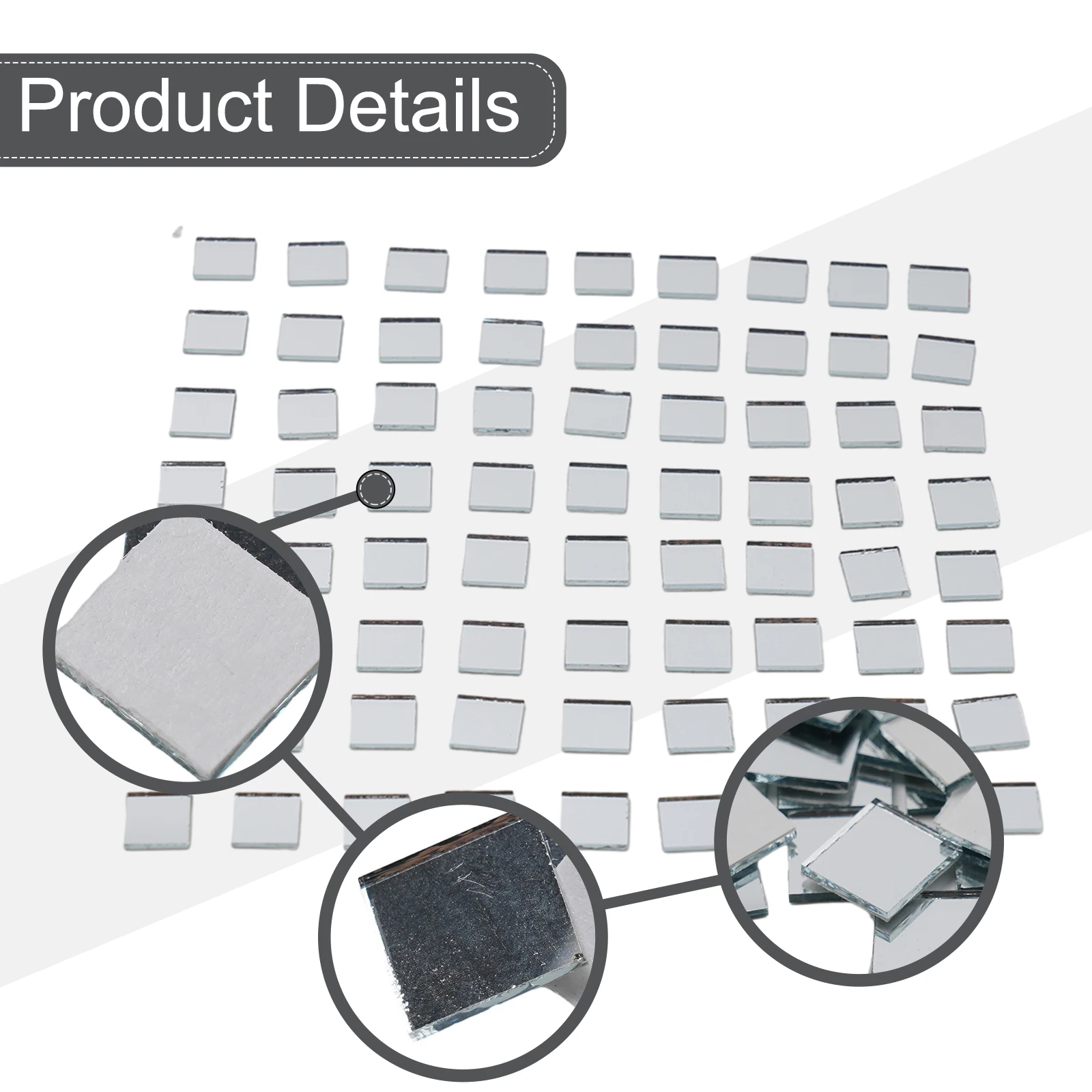 Glass Mosaic Tiles 100PCS Small Square Mirror Wall Stickers DIY Craft Supplies