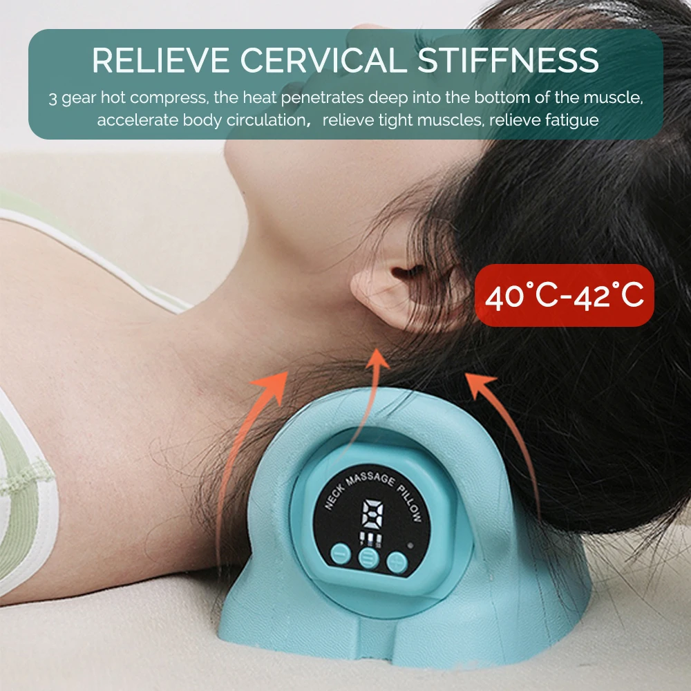Electric Neck Massager Electric Neck Cervical Massager Head Pillow Neck Traction Vibration Kneading Massage Pillow Ergonomic