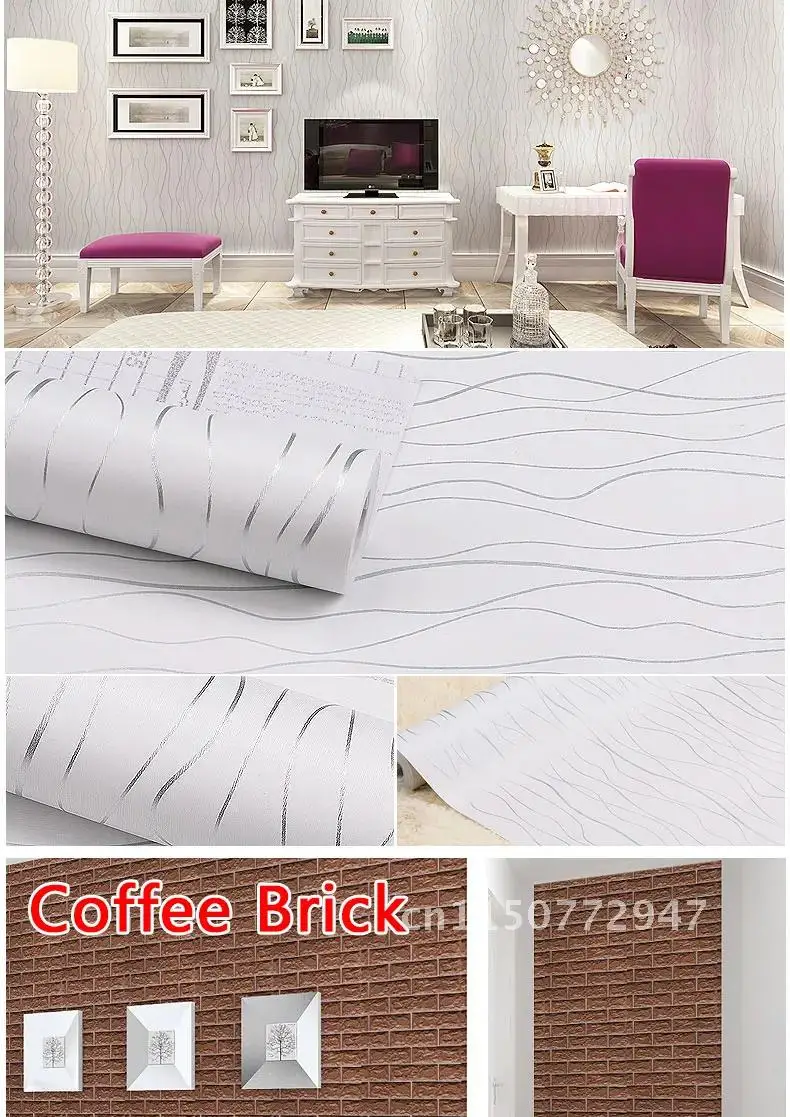 Description Picture 3 of itemBathroom Wallpaper PVC Self-adhesive Vinyl Rolls Vintage Waterproof Wall Paper Home Decor  Living Room Kitchen Walls Murals