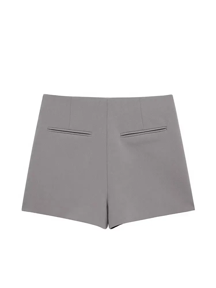 HH Women Elegant Solid Mini Skirt Shorts Side Zipper Asymmetric Hem High Waist Skirts 2025 Summer Lady Slim Shorts Skirts