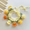 Pure hand knitting Cat Dog Knitted Collar Crochet Collar Pet Drool Scarf Bib Orchid Bell Flower Cute Photo Accessories 3
