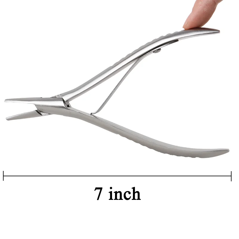 Stainless Steel Hair Extension Pliers Silver Multi Functional Flat Tip Pliers With Teeth Keratin Hair Extensions Removal Tools
