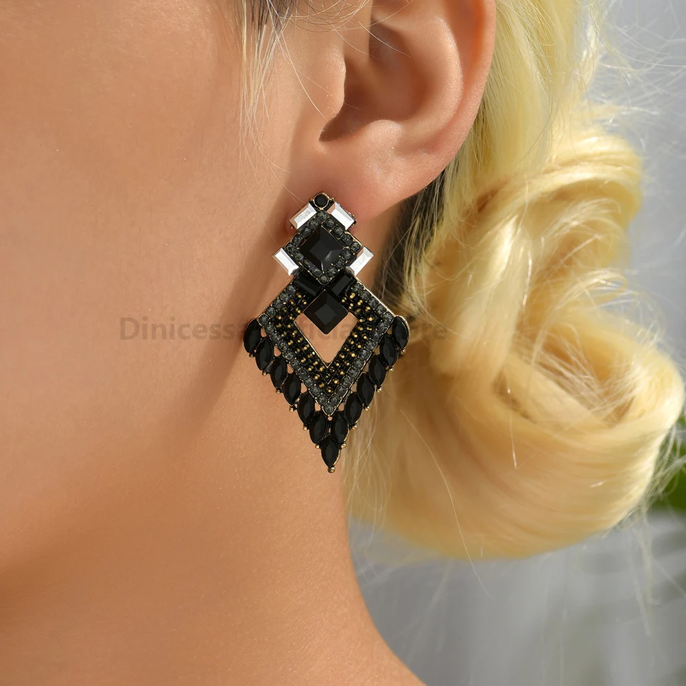 Orecchini Lunghi A Nappa Con Strass Colorati Per Donna - 1 Paio Elegante Moda - 2