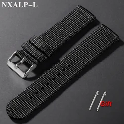 Universal Sports Nylon Quick Release Woven Watch Band Strap - 22mm (Black)