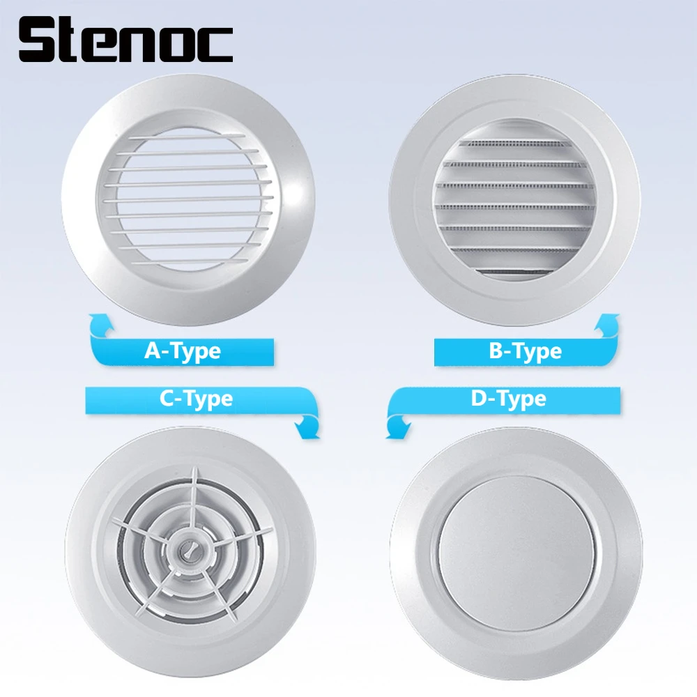 

ABS Adjustable Home Ait Vent Air Ventilation Cover Round Ventilation Grill Outlet With Built-In Screen Mesh For Room Air Fresh