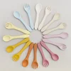2PCS Food Grade Silicone Baby Spoon Fork Children Silicone Tableware Spoon Baby Food Supplement Fork Spoon Set Baby Tableware 2