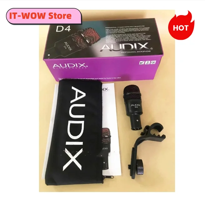 

Free Shipping Top Quality AUDIX D4 Snare Drumkit Microphone,Instrument Microphone,Microfono For Piano, Sax,Trombone.Clarinet