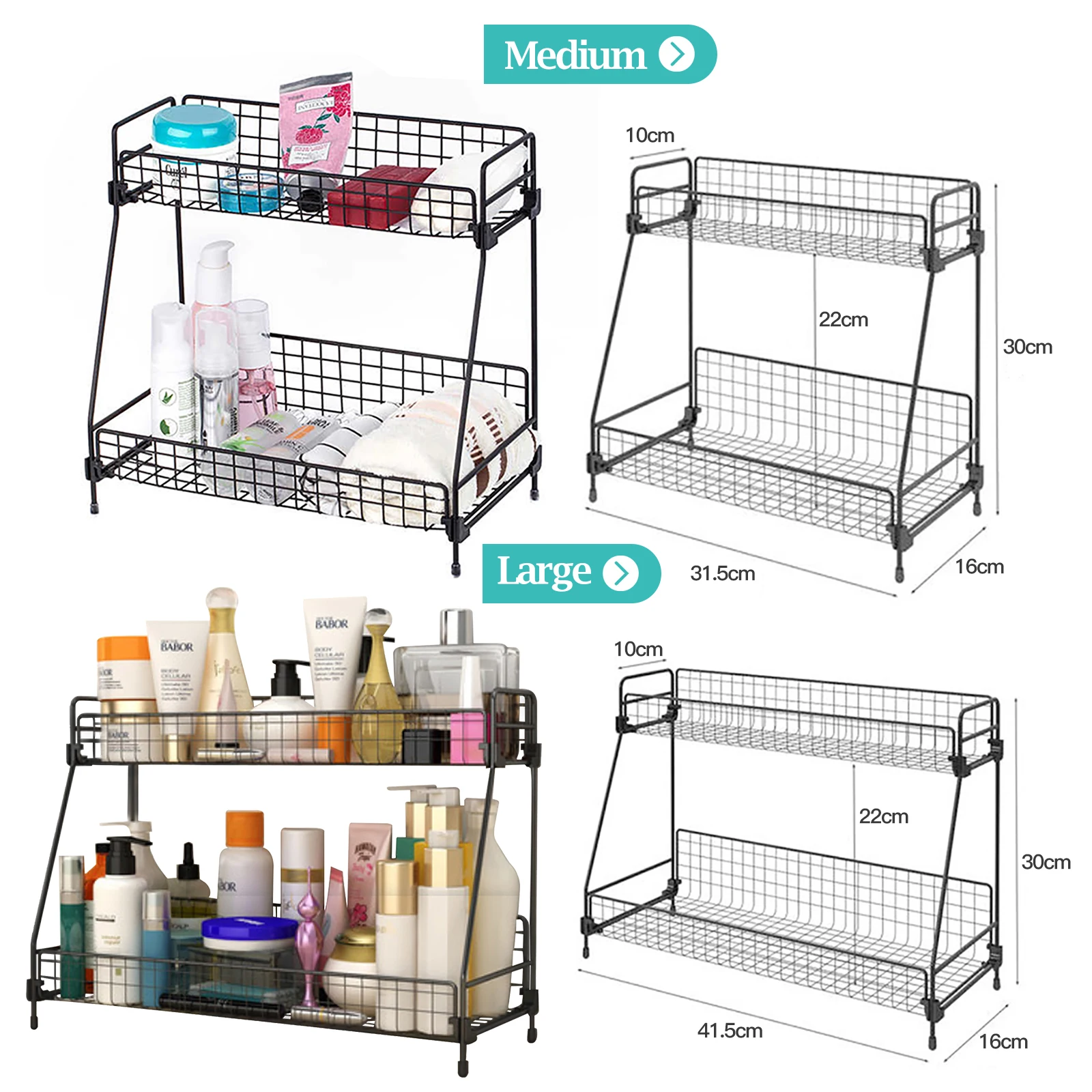 Standing 2 Tiers Spice Herb Jar Rack Holder Storage Organizer Counter Shelf Black: 3 - 5 Days Free Delivery Only UK