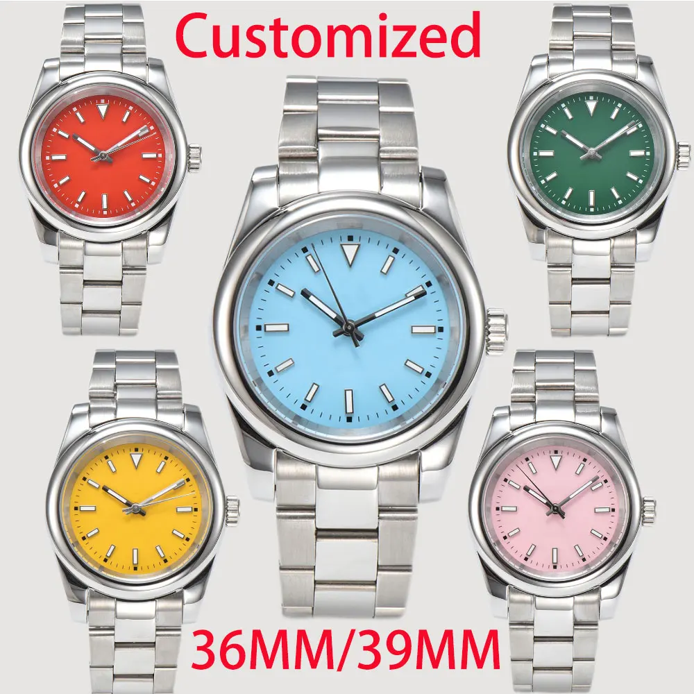 

36mm/39mm Men Mechanical Wristwatches Customized logo NH35 Automatic Movement Sapphire Custom Luminous Dial Watch for Men Watche