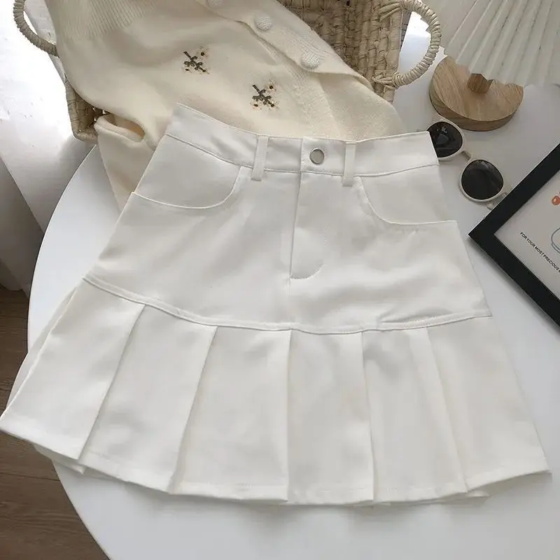 Elegant Fashion Harajuku Slim Fit Female Clothes Casual All Match Hip Wrapped Short Skirt Solid High Waist A-line Short Skirt