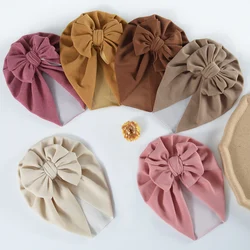 Cashmere Wrinkle Baby Turban Hat Newborn Boy Girl Bow Knotted Folded Headwear Infant Beanies Kids Winter Hair Accessories