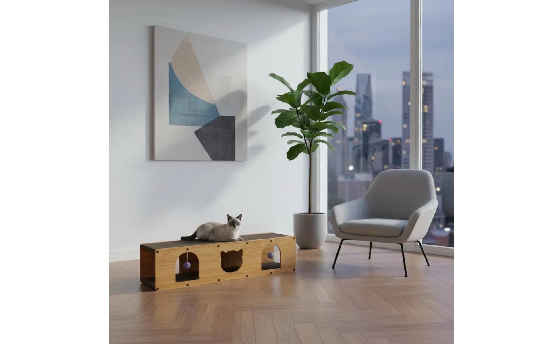 Cat Scratcher House Includes Scratching Surfaces Cat Scratcher Tunnel Pet Furniture Long-Lasting Cave Design for Kittens
