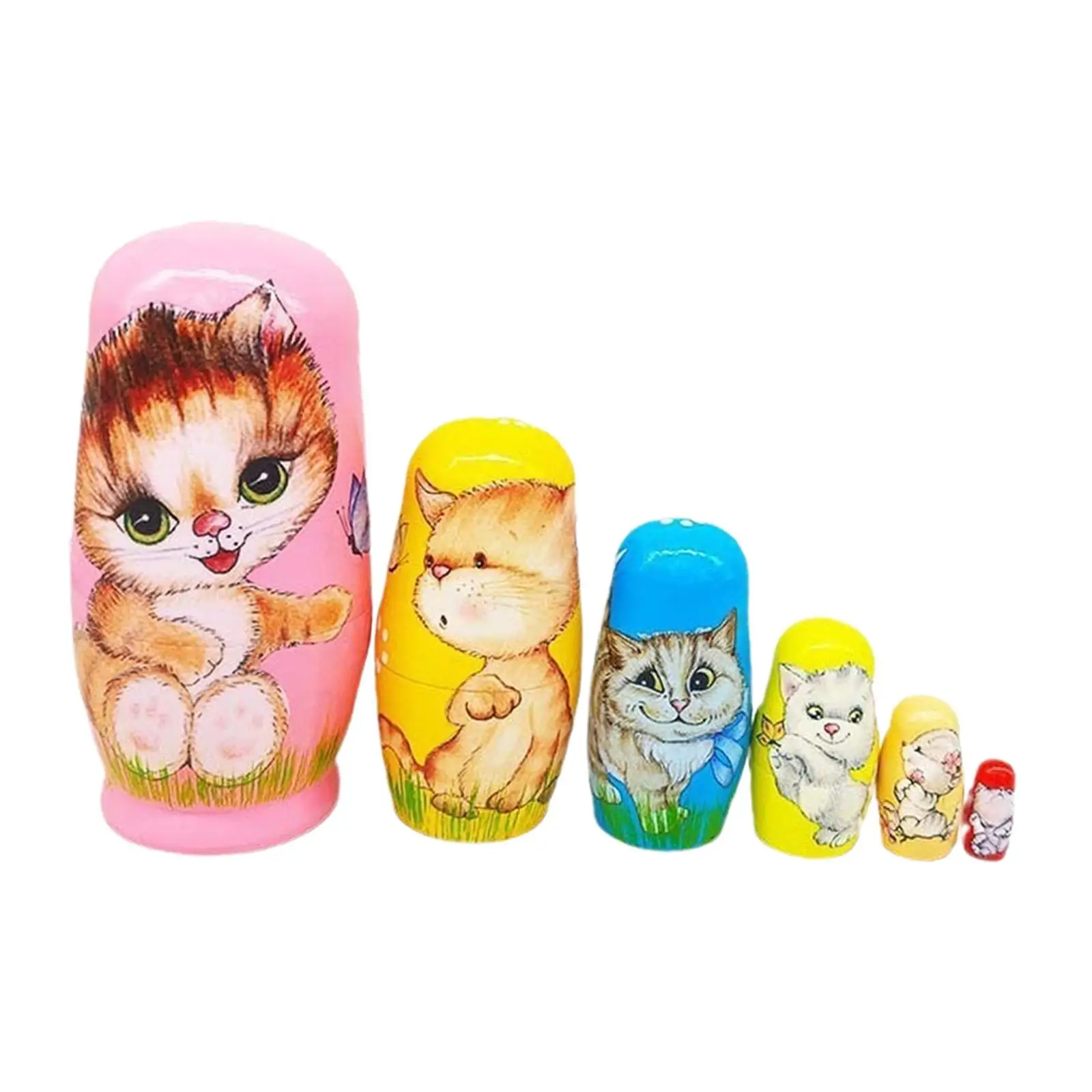 마트료시카 인형 러시아 뜨개질 인형 예술품 동물 패턴 선물 나무 쌓기 장난감 캐비닛용 나무 조각상 용