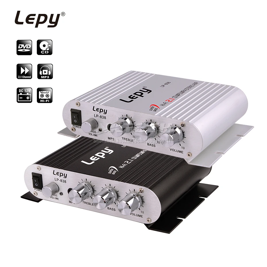 speaker amp LP-838 Lepy MINI Digital Car Power Amplifier 2.1CH 20W 2x15W Hi-Fi MP3 MP4 Stereo Booster DVD Motorcycle Home BASS Audio Player bluetooth car amplifier