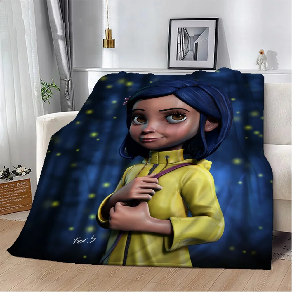 Coraline Sofa Blankets and Throws Cute Throw Blanket Luxury Fluffy Plaid Microfiber Bedding Interior for Home Beach Towel Knee & 3