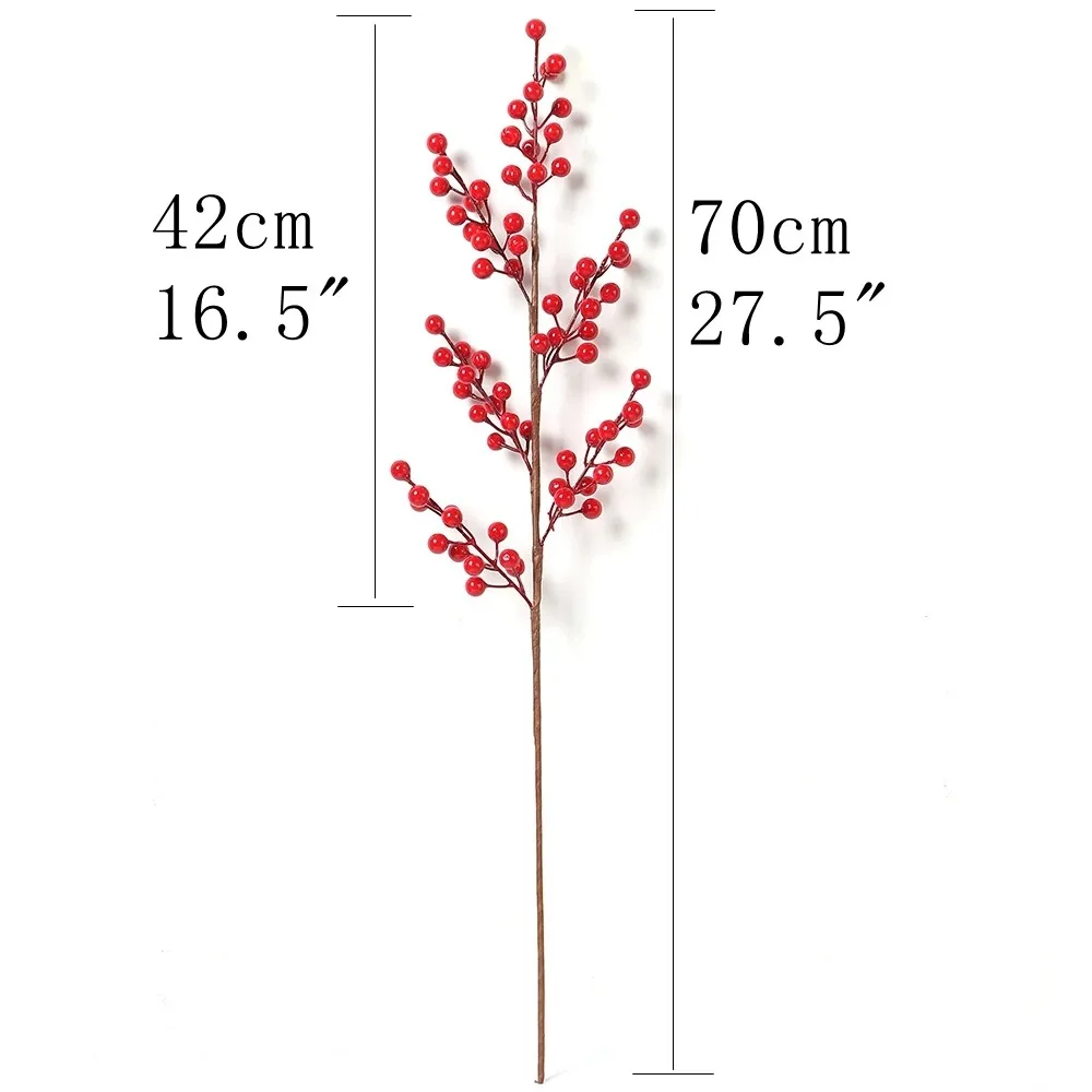 Künstlicher roter Beerenstrauß, Weihnachtsdekoration, künstliche Blume für Heimdekoration, Weihnachtsbaum, Navidad, Neujahr 2024, Ornamente, Zubehör – Detail 10