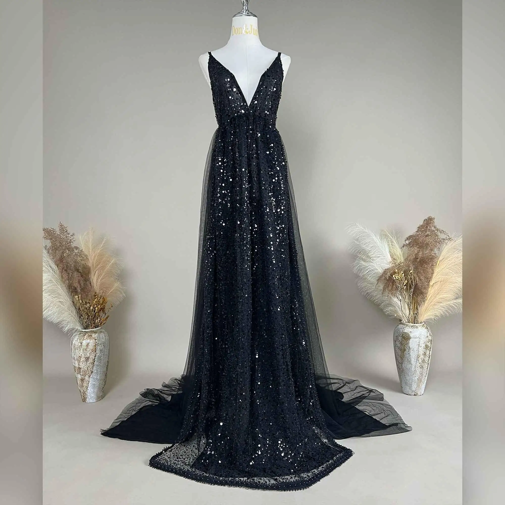 Don&Judy Abendkleid mit V-Ausschnitt, sexy, luxuriöser Damenrock für formelle Anlässe, Erwachsenenzeremonie-Kleid für die Hochzeit – Detail 5