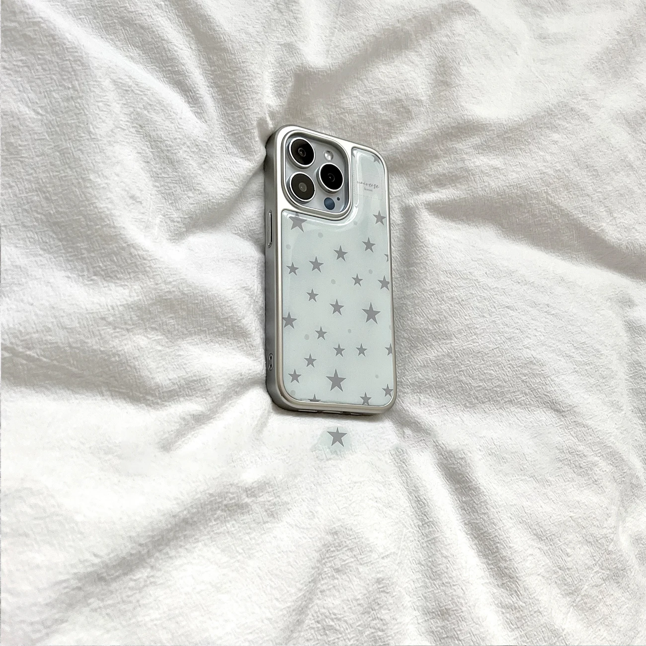 Full Screen Grey Stars Electroplating Phone Case - Creative Cute Cover