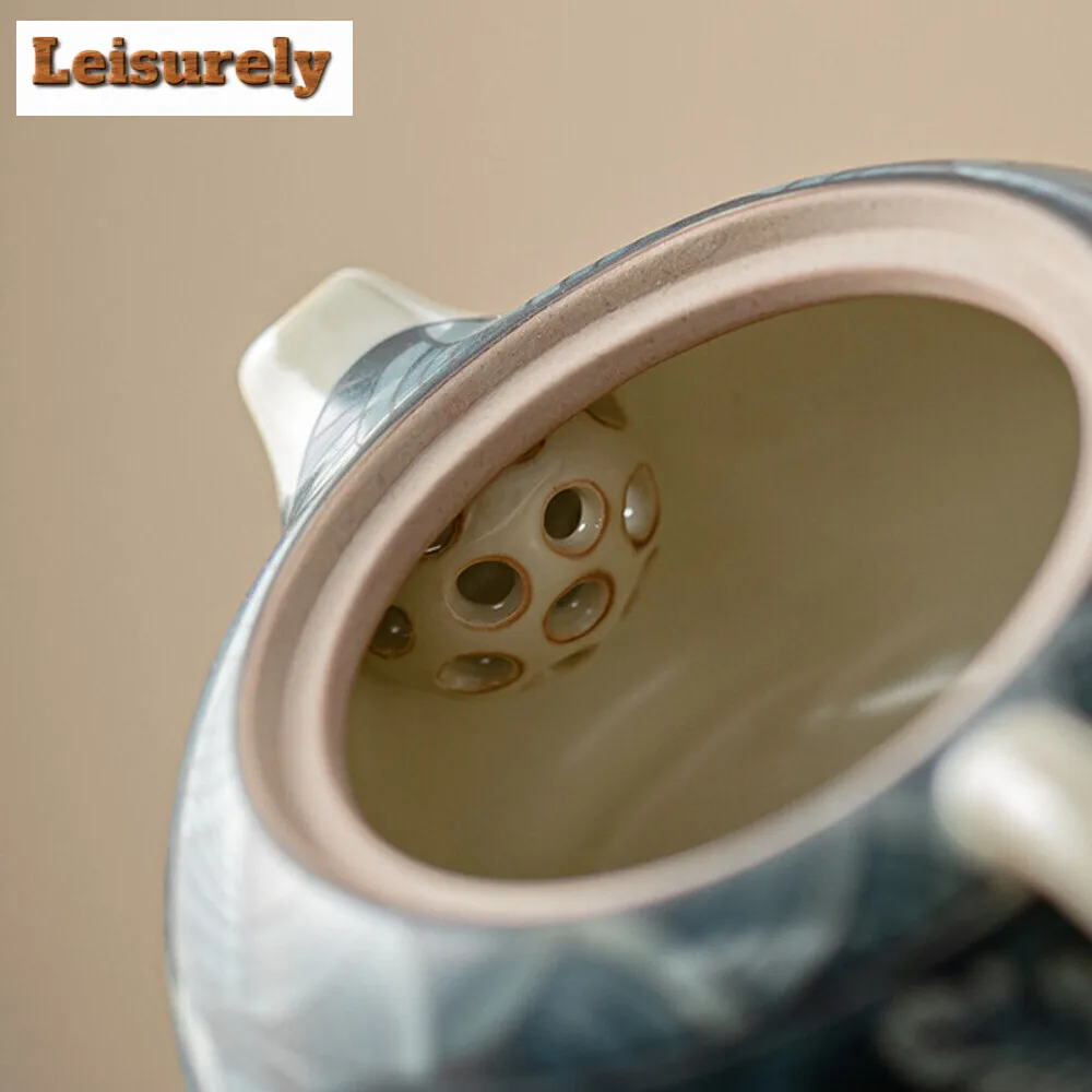 200ML Chinese Ru Kiln Infusion Teapot Antique Blooming Flowers Xishi Pot Tea Brewing Kettle Chinese Teaset Accessories Ornaments