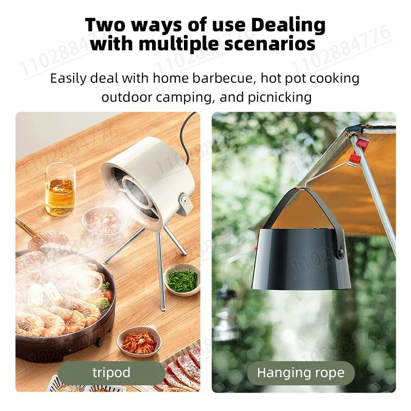 Outdoor Desktop Smoking Machine Portable Mobile Barbecue Hot Pot Exhaust Machine Quiet Strong Suction Exhaust Fan Range Hood