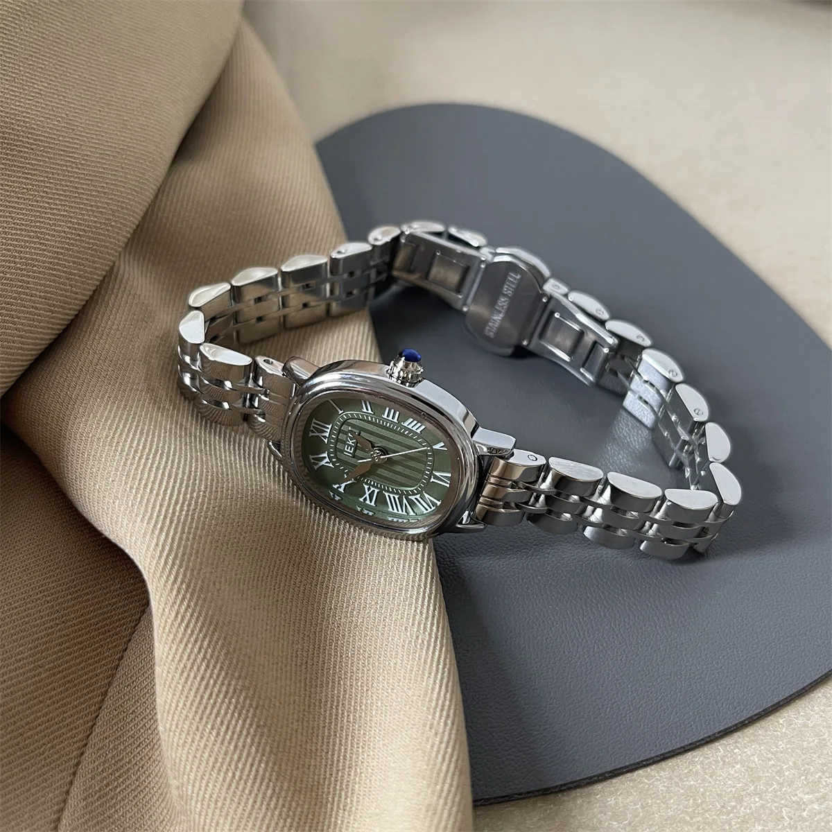 Stainless Steel Quartz Wrist Watch Green White Dial Wristwatches for Women's Ladies women Watches Valentine's Day Gifts Trend