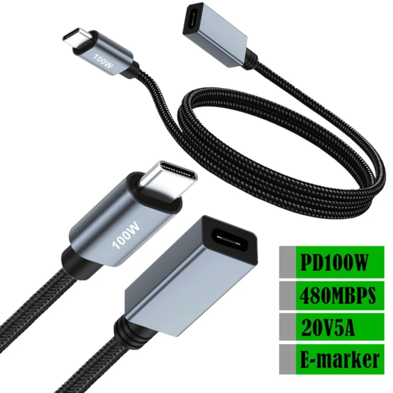 UsbCExtensionCable480Gbps100WUSBTypeCMaletoFemaleExtensionNylonFastChargingData.jpg