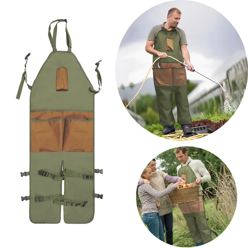 

Gardening Apron Horticultural with Multiple Pockets Oxford Cloth Color Blocking Extended Apron