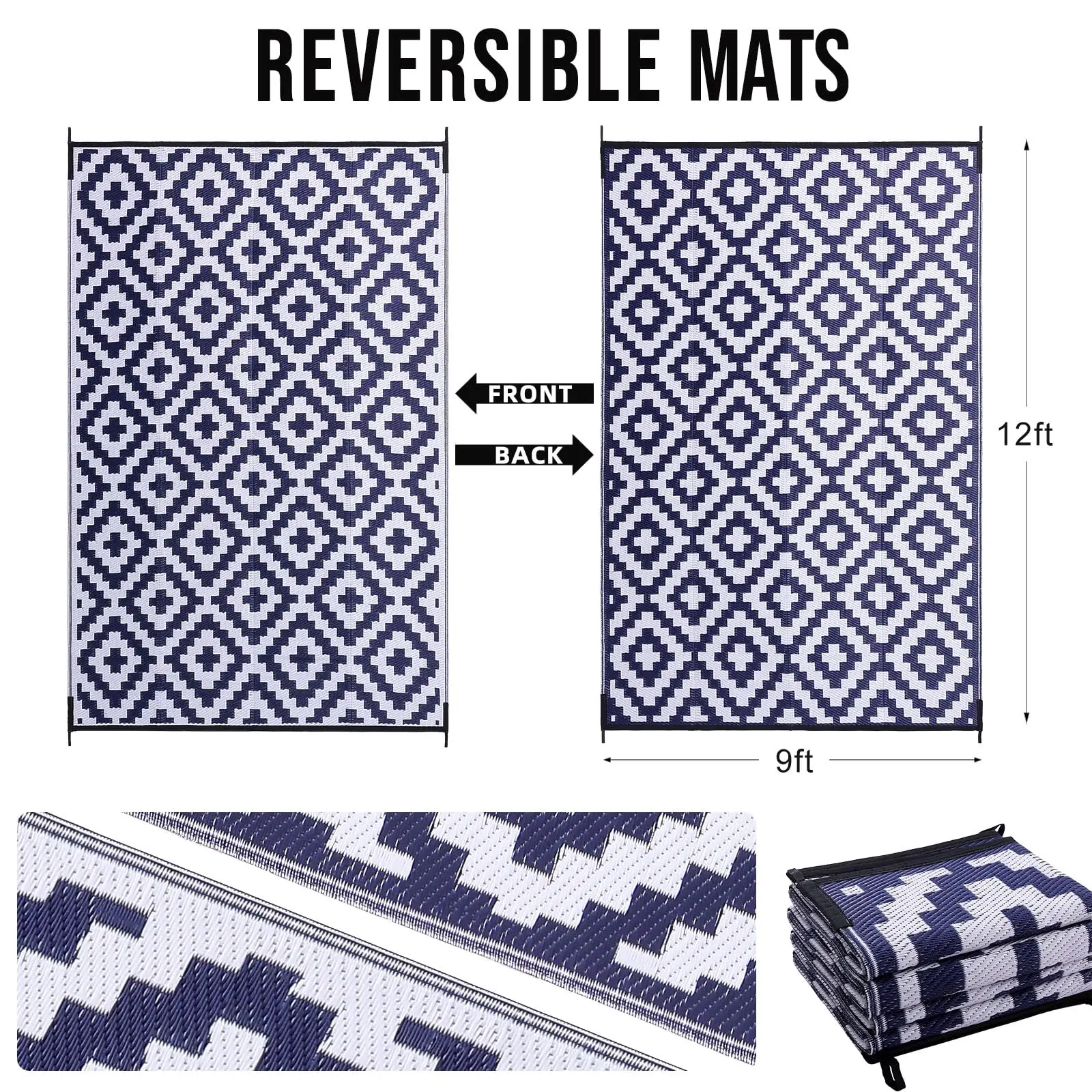 Homaxy Classic Outdoor Plastic Straw Patio Blankets Indoor Waterproof Carpets For Deck Backyard Family Picnic Balcony Rugs 2
