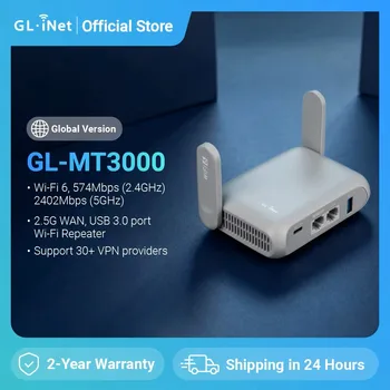 GL.iNet GL-MT3000 (Beryl AX) Wi-Fi 6 Wireless Travel Gigabit Router, Connect Public & Hotel Wi-Fi, Captive Portal, Cybersecurity 1