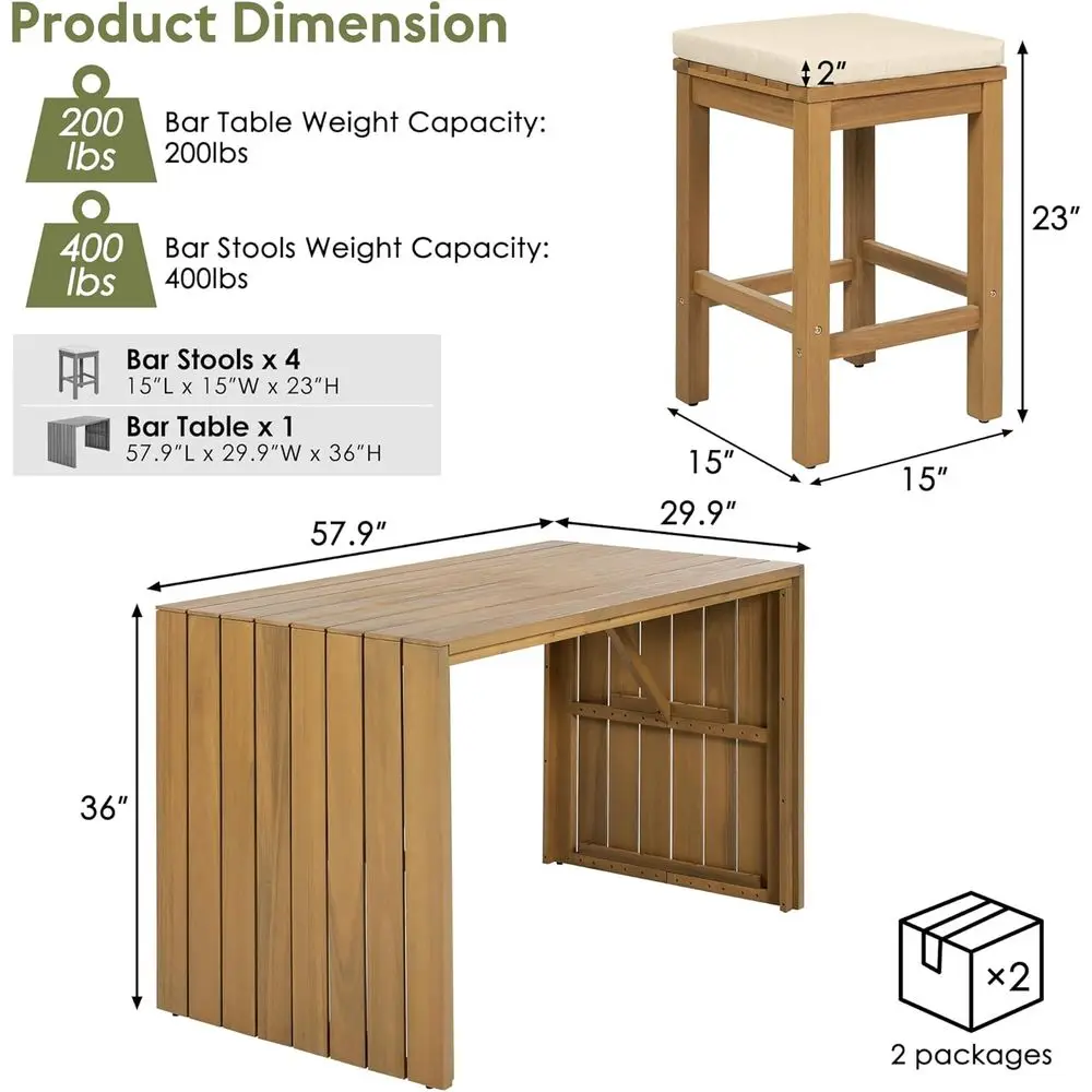 Acacia Outdoor Bar Set 4