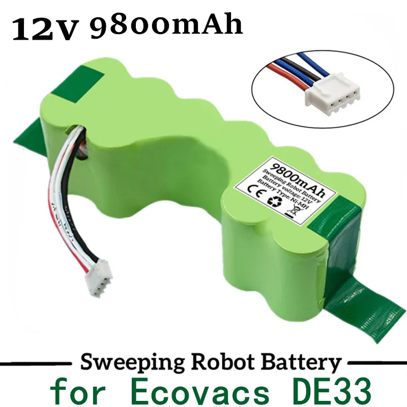 

12V Battery Ni-MH Large Capacity 9800mAh Sweeping Robot Battery Accessories Are Suitable for Ecovacs DE33 DE35 DM87 DM88 DG710