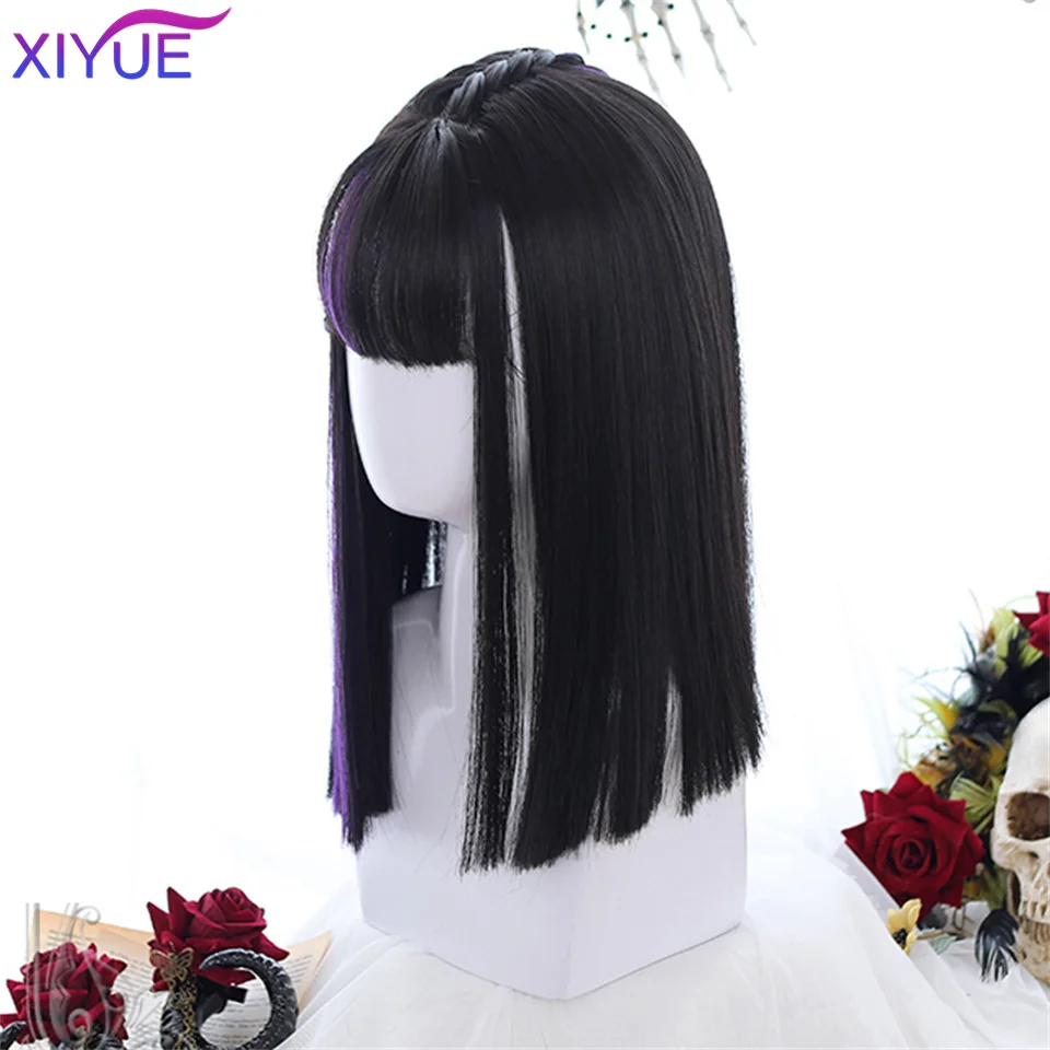 XIYUE Black Ombre Purple Short Bob Synthetic Wigs For Women Natur synthet Blonde Cosplay Synthet Natural Hair Lolita Pelucas