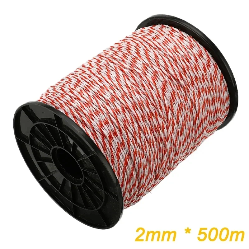 Electric Fence Rope Polywire 200/500M Roll with Steel Poly Rope for Horse Animal Fencing Ultra Low Resistance Wire and Accessory