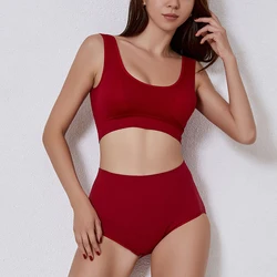 Sport Women Underwear Set Seamless Bra Top Plus Size Comfortable Wireless Lingerie Solid Padded Bra Suit