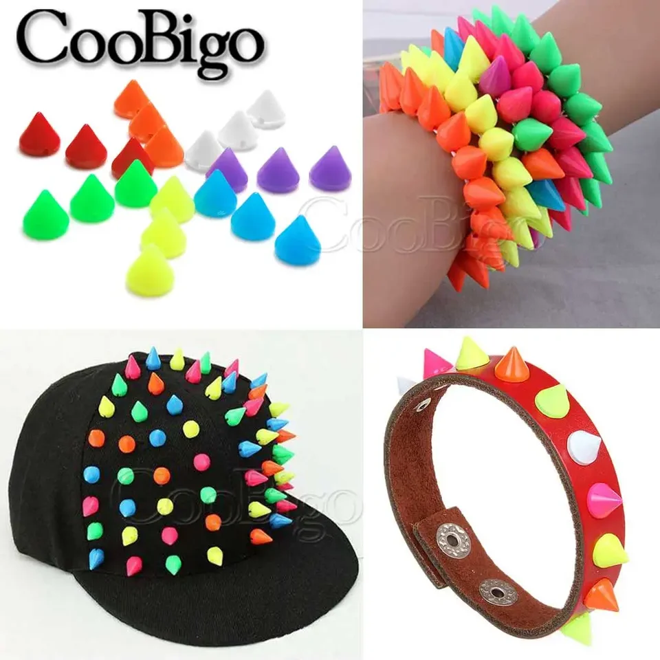 Coolty 50 Set Borchie a Cono Stud Spike Punk Cintura Borsa Abbigliamento Rivet per fai da te in pelle Artigianato Abbigliamento Borse Cintura Braccialetto Decorazione, 10x29mm(Argento