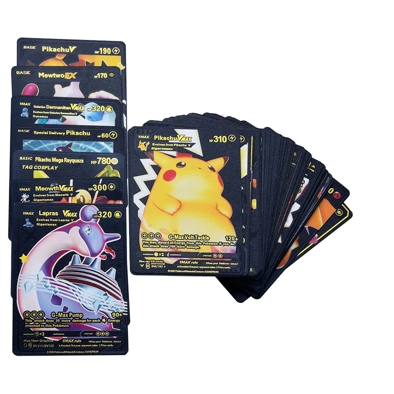 

Pokemon Card Pokeball Spanish Box Gold Black Golden Letters Silver English Vmax Gx Collection Charizard Pikachu Cards Pack Toys