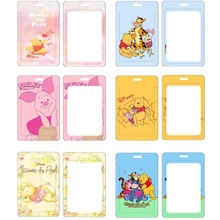 

New Disney Cartoon Winnie The Pooh PVC Card Holder Anti-lost Student Campus Hanging Protective Case Lanyard ID Card Shell Gifts