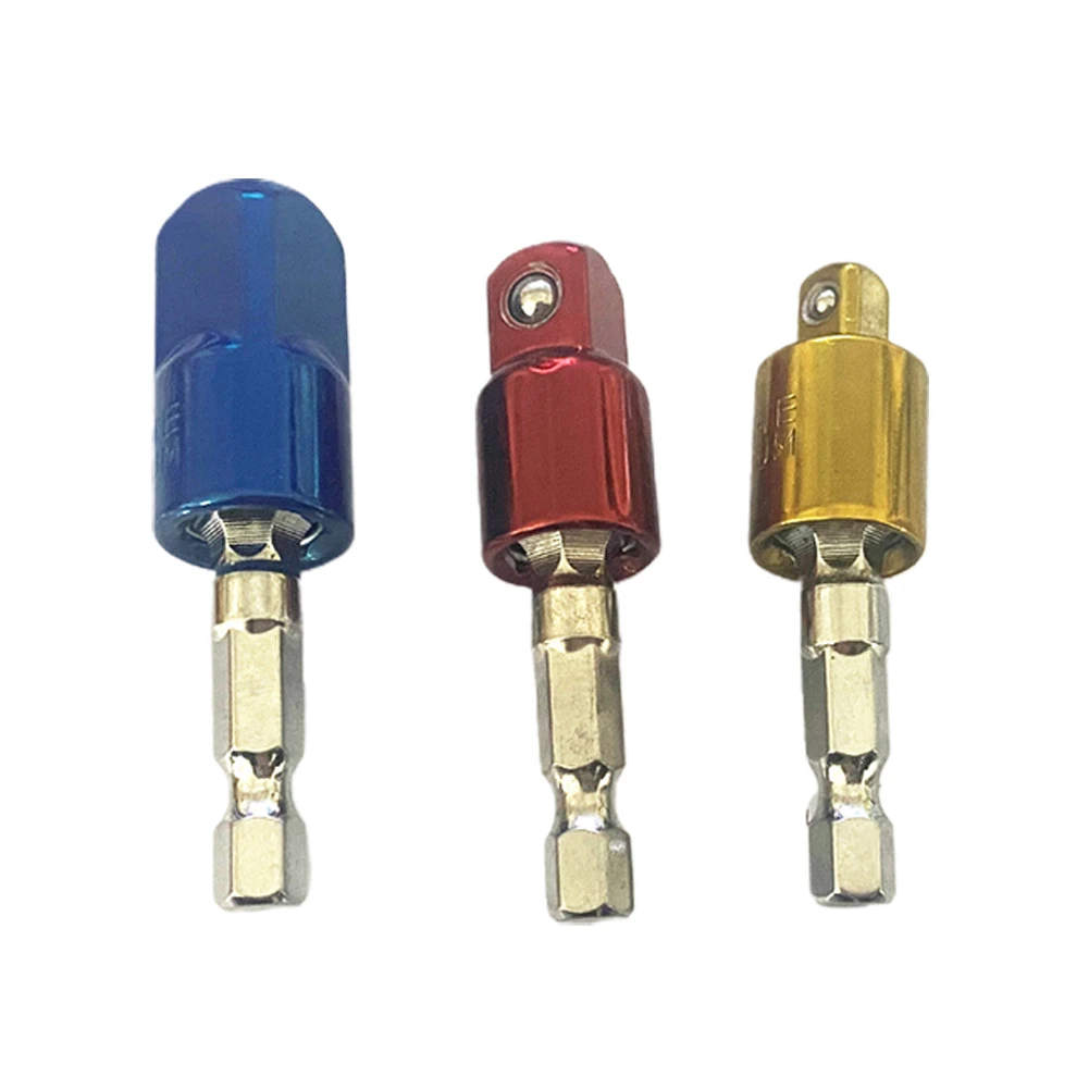 

3pcs Drill Socket Adapter Hex Shank 1/4" 3/8" 1/2" Extension Drill Bits Bar Sleeve Connecting Rod Electric Wrench Power Tools
