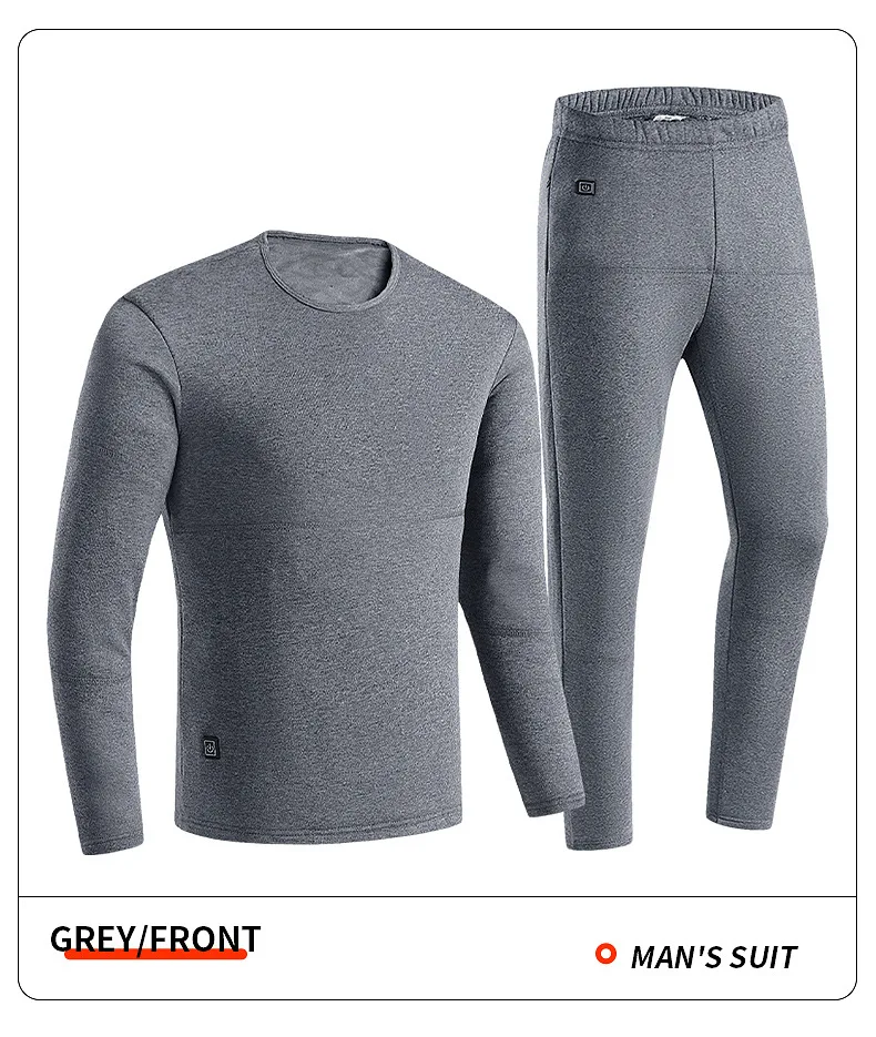 Heated Underwear Suit Winter Outdoor Thermal Heated Jacket Men Ski Suit USB Electric Heating Clothing Fleece Thermal Long Johns