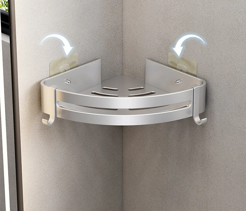 Aluminum Corner Shower Rack - Wall Mounted Bathroom Storage Organizer