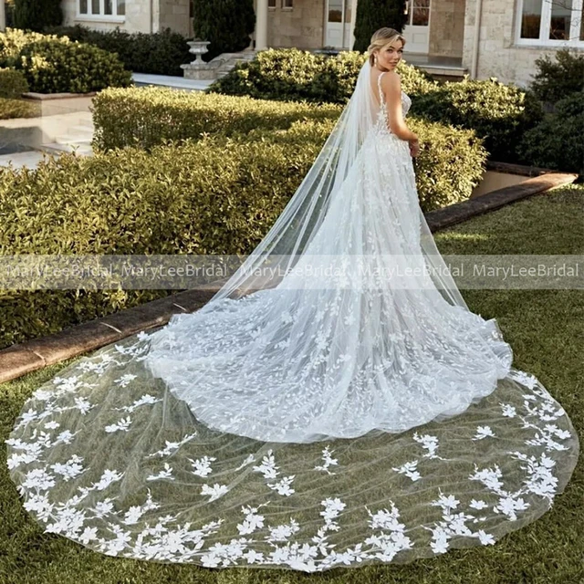Luxury Cathedral Long Wedding Bridal Veils 1 Layer 3 Meters With Comb High  Quality Lace Applique White Ivory Headpieces Custom Made From Huifangzou,  $34.69
