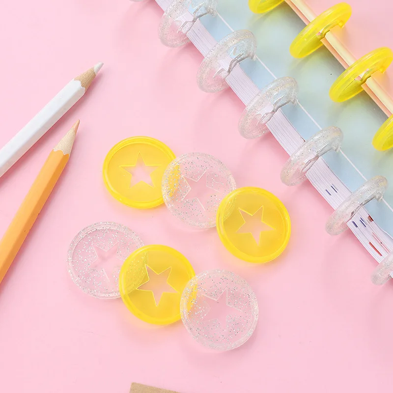 Plastic Binding Rings Loose Leaf Binding Coil Book Binding Supplies Plastic Binding Coil 12pcs 30MM Mushroom Hole Binder Discs Notebook Loose-leaf Discs Plastic Rings Star Disc Binder Rings Notebook Binding Supplies
