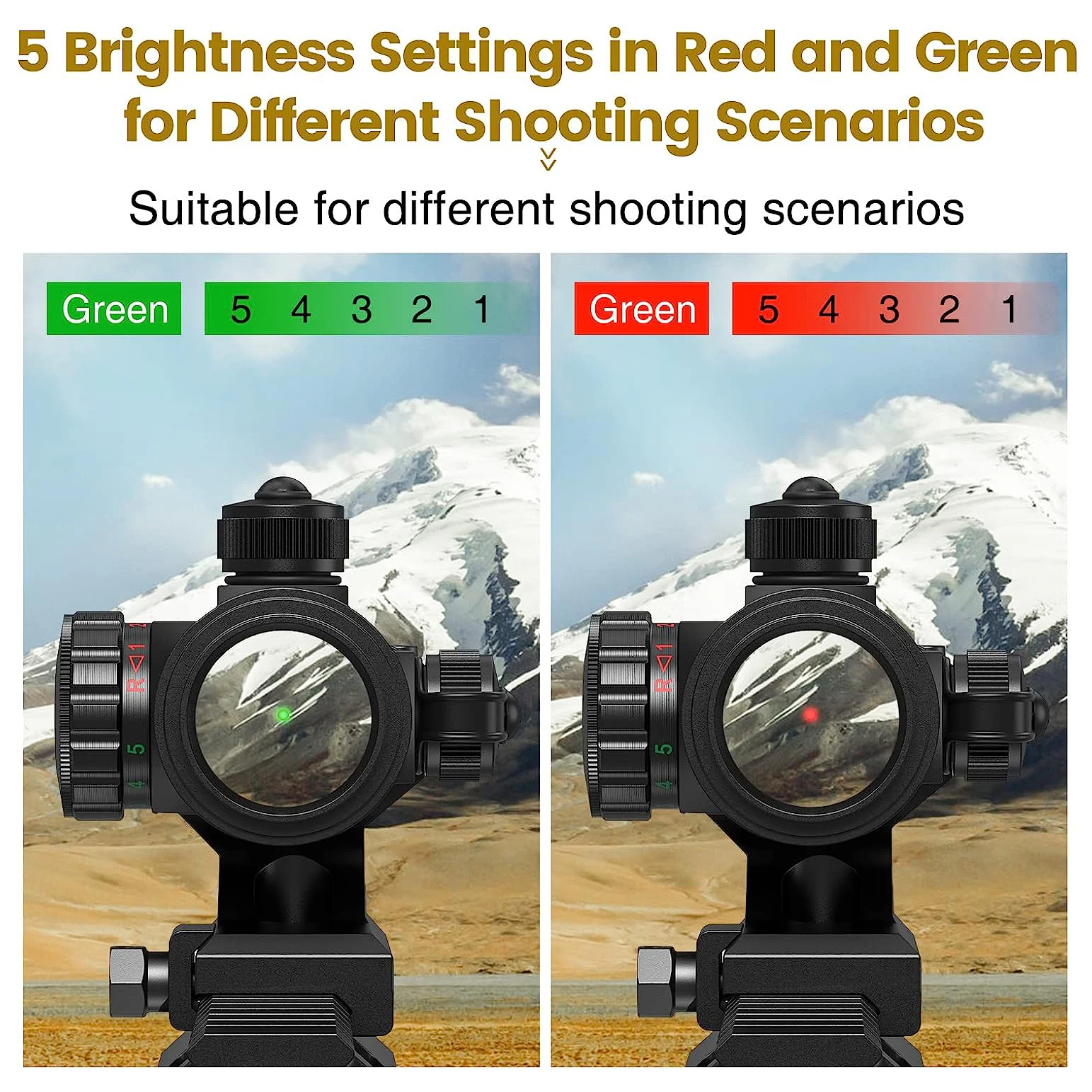 Red Green Dot Sight Tactical Scope Reflex Sight with Lens Cap for 20mm Picatinny Rail Cantilever Mount Red Dot Riflescope red dot sight rifle scope