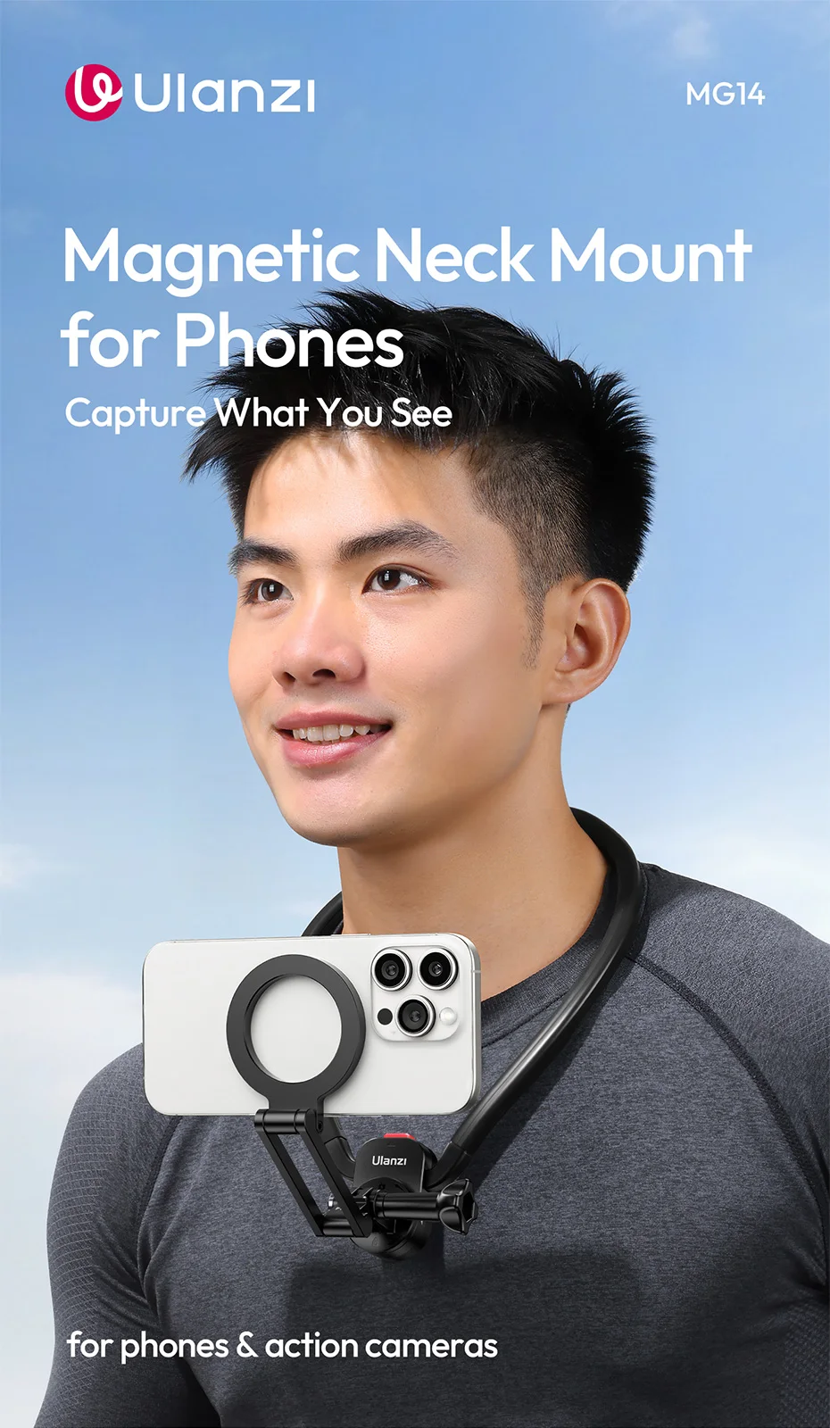 Magnetic Neck Mount for Gopro for Insta 360 for DJI Omso Action Camera Smartphon
