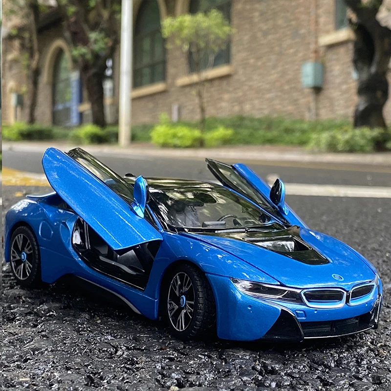 合金車モデルi8,スーパーカー,モデル1:24 bmw,おもちゃ,車の