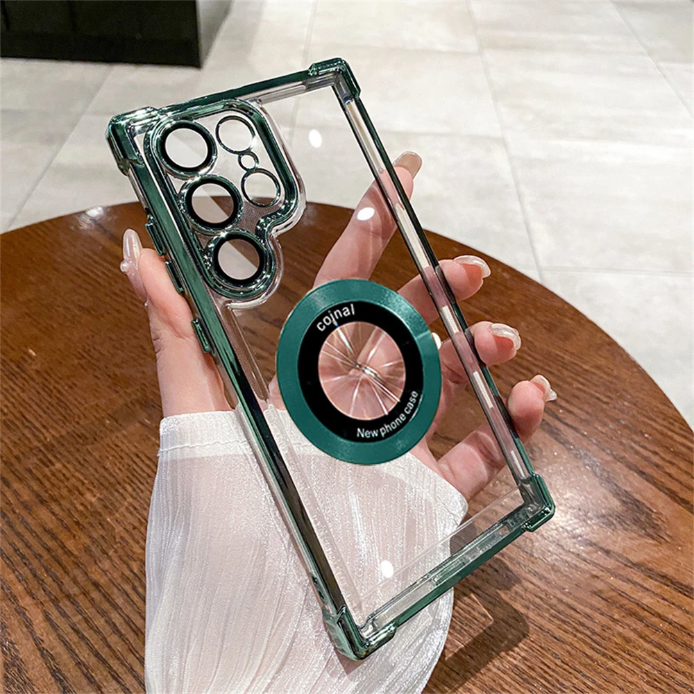 Transparent Magnetic Wireless Charging Phone Case with Plating Finish