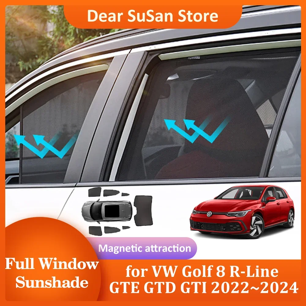 VW 골프 8 Mk8 R-라인 GTE GTD GTI 2022  2024 용 마그네틱 햇빛가리개, 앞유리 커튼 지붕 창문 선루프 패드 커버 액세서리